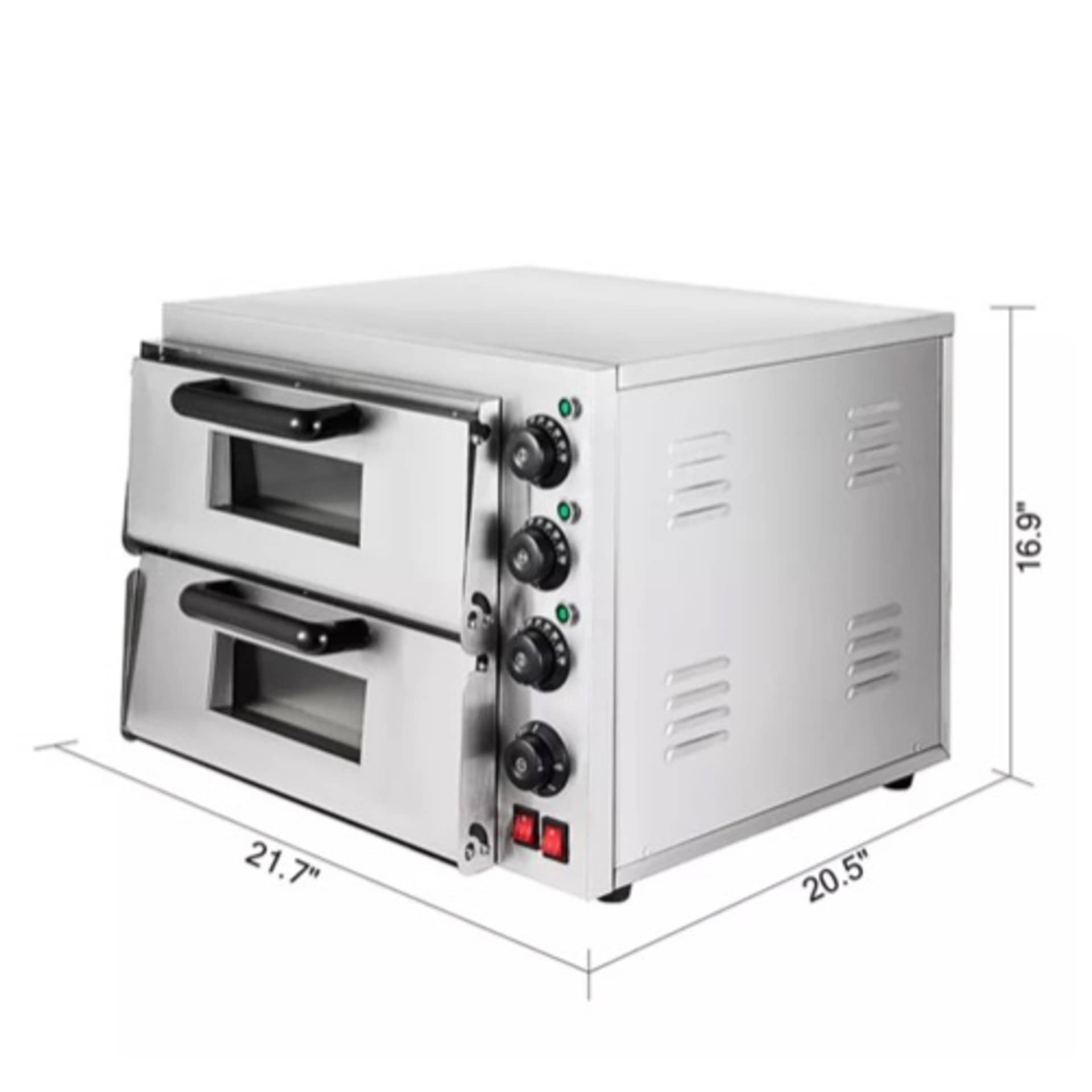 Electric Pizza Double Deck Toaster Oven Countertop Stainless Steel - Image 2